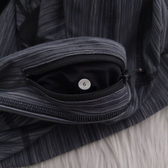 Lululemon Gray Black Back Zip Pocket Active Cropped Leggings Womens Size 6 - Picture 9 of 10